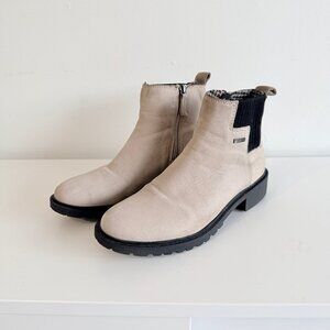 Rockport Taupe Cream Nubuck Leather Chelsea Waterproof Boots
